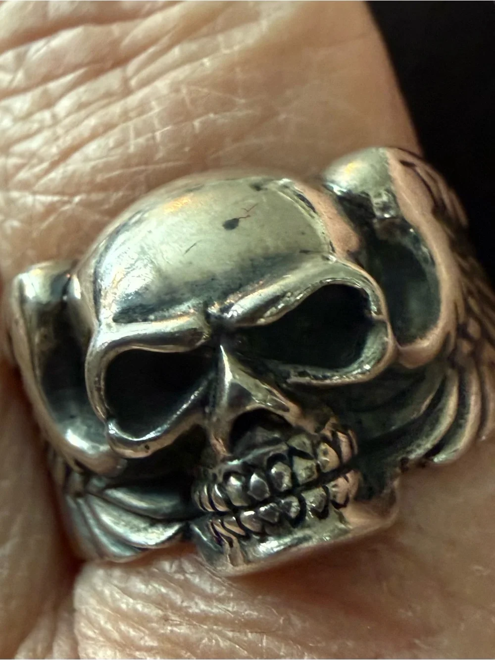 Witch’s Winged Skull Ring Sterling Silver Size 9 Witch’s Estate Sale
